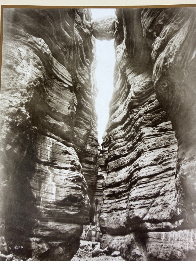 Kolb Brothers Wedged Rock In Shinumo Canyon Antique Sepia Photograph, Grand Canyon National Park Historic Matted Landscape Art Print, 8' X 10' [Photo 3]