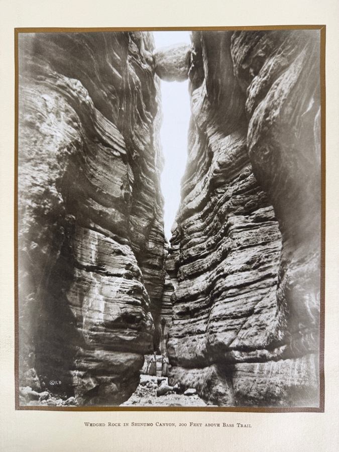 Kolb Brothers Wedged Rock In Shinumo Canyon Antique Sepia Photograph, Grand Canyon National Park Historic Matted Landscape Art Print, 8' X 10' [Photo 2]