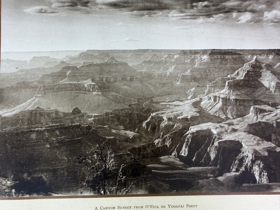 Kolb Brothers A Canyon Sunset From O'Neil Or Yavapai Point Antique Sepia Photo, Grand Canyon Historic Matted Landscape Art Print, 8' x 10' [Photo 5]