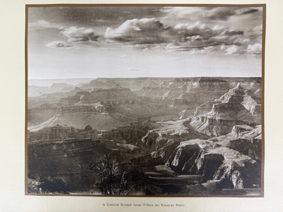 Kolb Brothers A Canyon Sunset From O'Neil Or Yavapai Point Antique Sepia Photo, Grand Canyon Historic Matted Landscape Art Print, 8' x 10' [Photo 3]