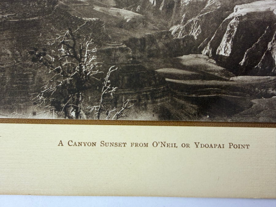 Kolb Brothers A Canyon Sunset From O'Neil Or Yavapai Point Antique Sepia Photo, Grand Canyon Historic Matted Landscape Art Print, 8' x 10' [Photo 7]