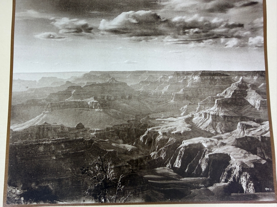 Kolb Brothers A Canyon Sunset From O'Neil Or Yavapai Point Antique Sepia Photo, Grand Canyon Historic Matted Landscape Art Print, 8' x 10' [Photo 6]