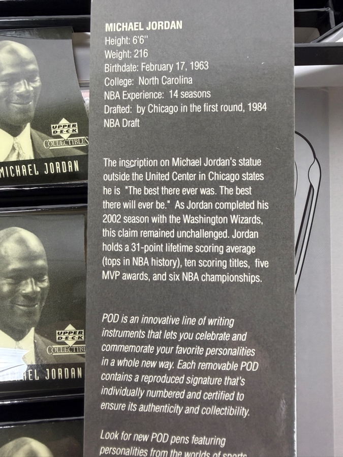 (16) New Michael Jordan Upper Deck Collectibles Signature Series Limited Edition Individually Numbered Collectible Memorabilia Pod Pens By The CDM Company [Photo 7]