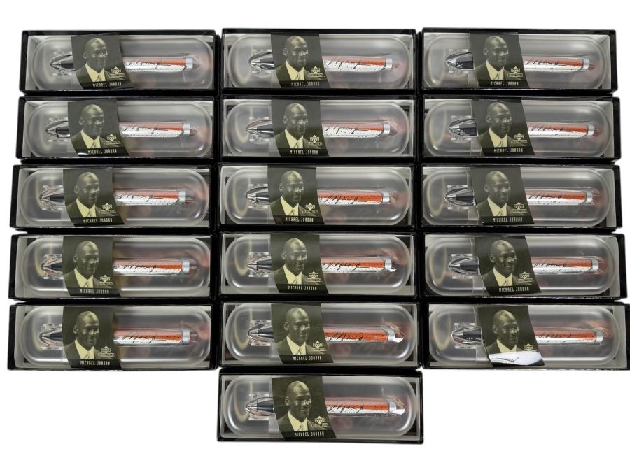 (16) New Michael Jordan Upper Deck Collectibles Signature Series Limited Edition Individually Numbered Collectible Memorabilia Pod Pens By The CDM Company