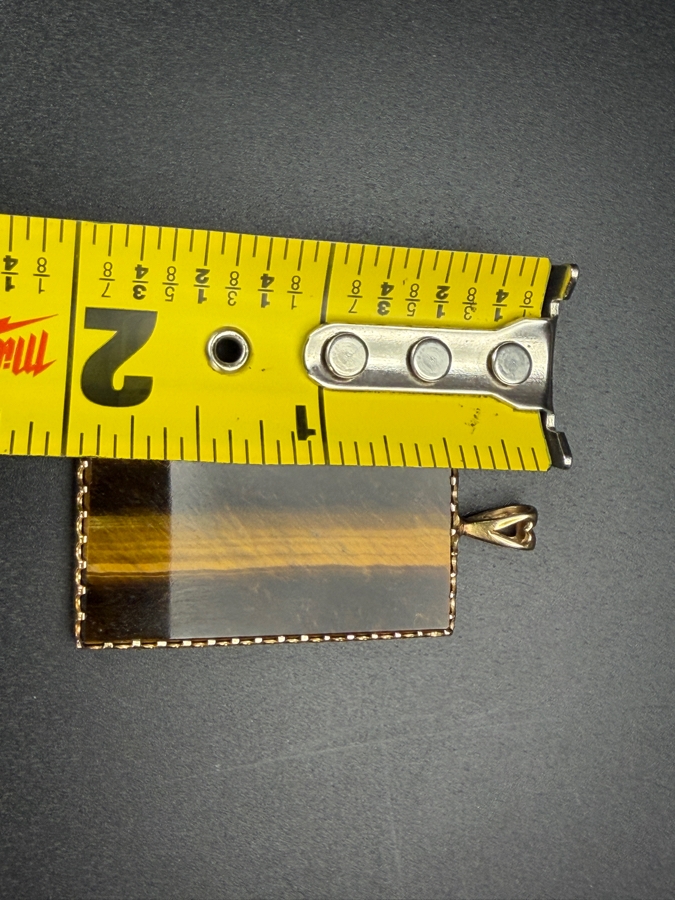 14k Gold 39 X 22mm Tiger's Eye Quartz Pendant 2'L 11.3g Retails $2,400 [Photo 6]