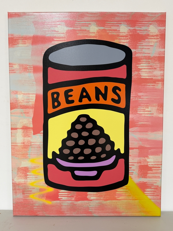 Santos Orellana (B. 1974, American) Beans Urban Pop Artwork Canvas Print 'The Art Of Santos' Hand Signed On Side 36' X 48'  [Photo 3]