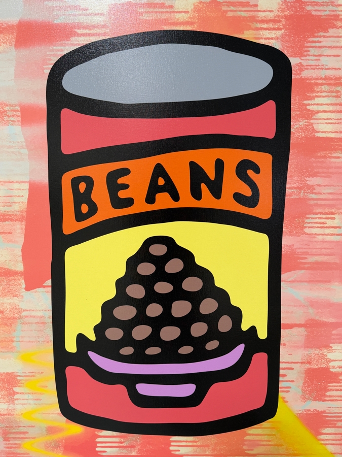 Santos Orellana (B. 1974, American) Beans Urban Pop Artwork Canvas Print 'The Art Of Santos' Hand Signed On Side 36' X 48'  [Photo 2]