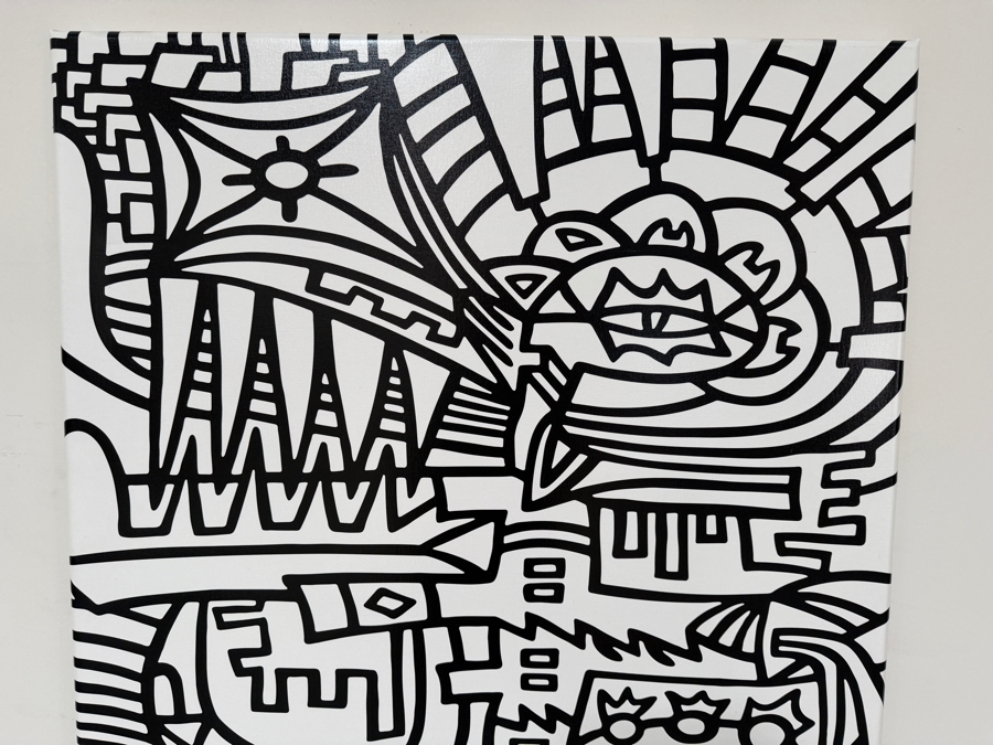 Santos Orellana (B. 1974, American) Urban Pop Artwork Canvas Print 'The Art Of Santos' Hand Signed On Side 36' X 48'  [Photo 2]