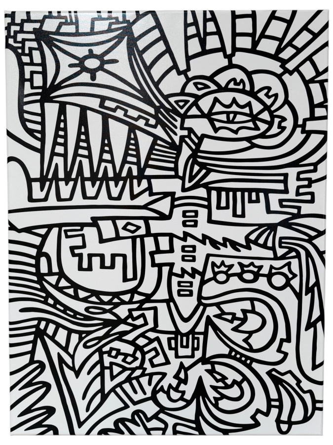 Santos Orellana (B. 1974, American) Urban Pop Artwork Canvas Print 'The Art Of Santos' Hand Signed On Side 36' X 48' 