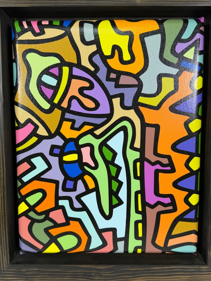 Santos Orellana (B. 1974, American) Urban Pop Artwork Framed Canvas Print 'The Art Of Santos' Hand Signed On Side 11' X 14' Framed 15' X 18' [Photo 2]