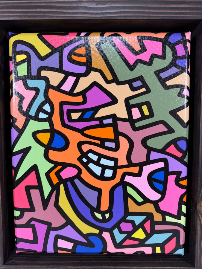 Santos Orellana (B. 1974, American) Urban Pop Artwork Framed Canvas Print 'The Art Of Santos' Hand Signed On Side 11' X 14' Framed 15' X 18' [Photo 2]