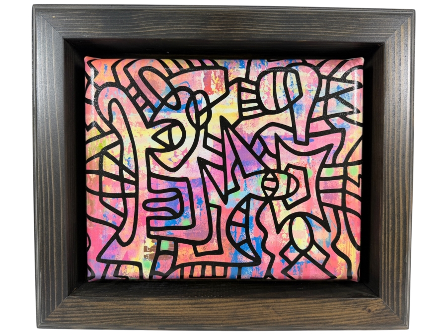 Santos Orellana (B. 1974, American) Urban Pop Artwork Framed Canvas Print 'The Art Of Santos' Hand Signed On Side 10' X 8' Framed 14' X 12'