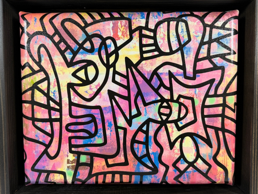 Santos Orellana (B. 1974, American) Urban Pop Artwork Framed Canvas Print 'The Art Of Santos' Hand Signed On Side 10' X 8' Framed 14' X 12' [Photo 2]