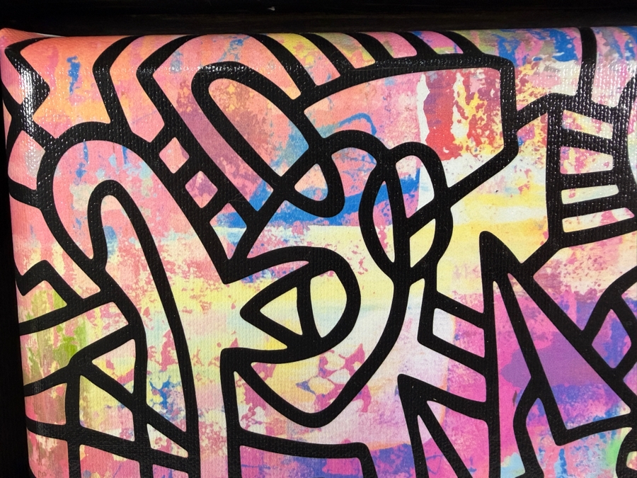 Santos Orellana (B. 1974, American) Urban Pop Artwork Framed Canvas Print 'The Art Of Santos' Hand Signed On Side 10' X 8' Framed 14' X 12' [Photo 3]