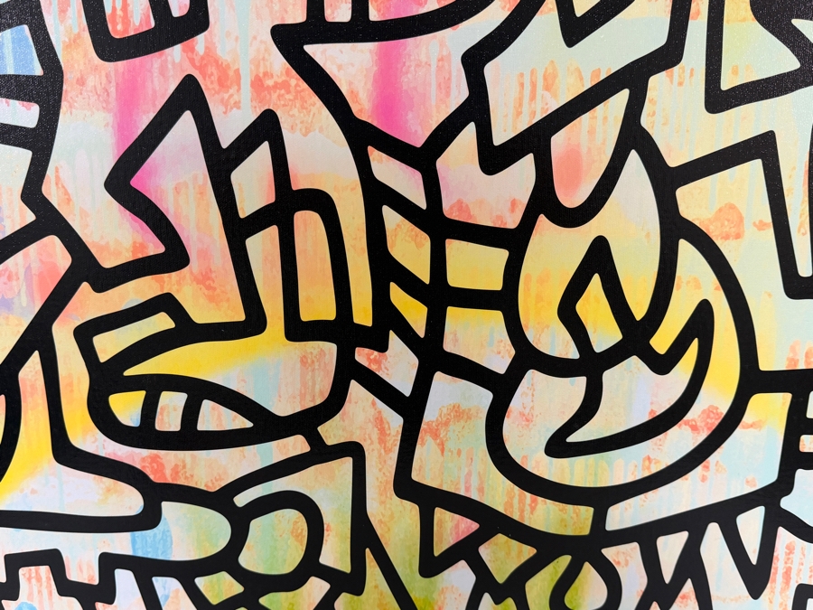 Santos Orellana (B. 1974, American) Urban Pop Artwork Framed Canvas Print 'The Art Of Santos' Hand Signed On Side 30' X 24' [Photo 3]