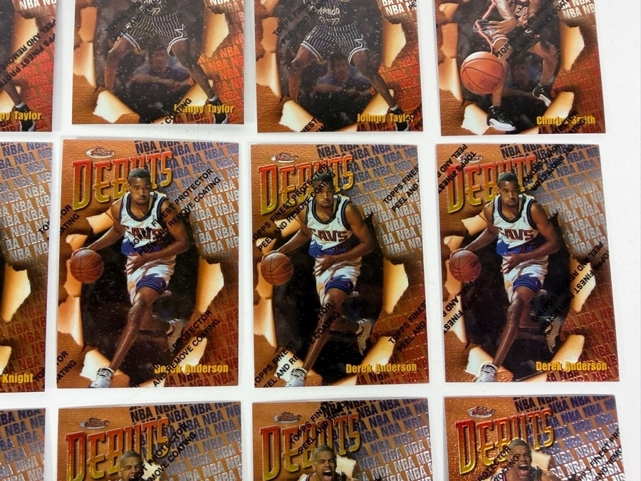 (40) Vintage 1997 Topps Finest Debuts NBA Basketball Cards With The Original Protective Coating Intact Featuring (2) Tim Duncan Rookie Cards [Photo 13]