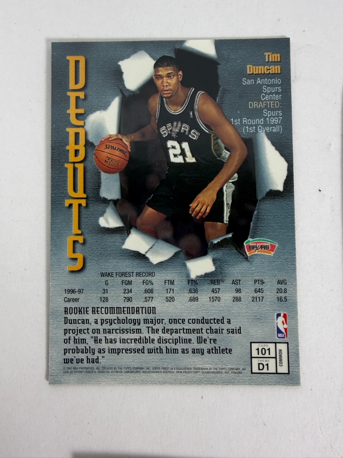 (40) Vintage 1997 Topps Finest Debuts NBA Basketball Cards With The Original Protective Coating Intact Featuring (2) Tim Duncan Rookie Cards [Photo 15]