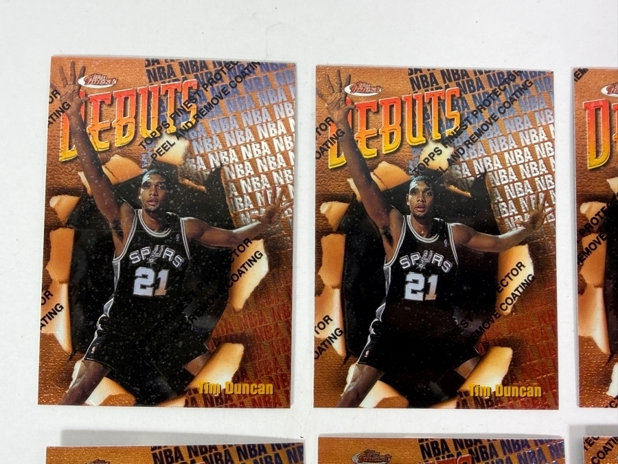 (40) Vintage 1997 Topps Finest Debuts NBA Basketball Cards With The Original Protective Coating Intact Featuring (2) Tim Duncan Rookie Cards [Photo 2]