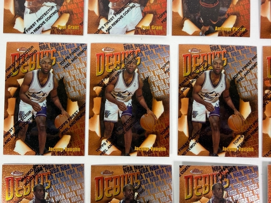 (40) Vintage 1997 Topps Finest Debuts NBA Basketball Cards With The Original Protective Coating Intact Featuring (2) Tim Duncan Rookie Cards [Photo 9]
