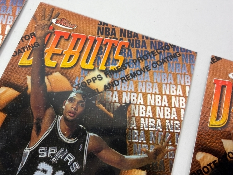 (40) Vintage 1997 Topps Finest Debuts NBA Basketball Cards With The Original Protective Coating Intact Featuring (2) Tim Duncan Rookie Cards [Photo 3]