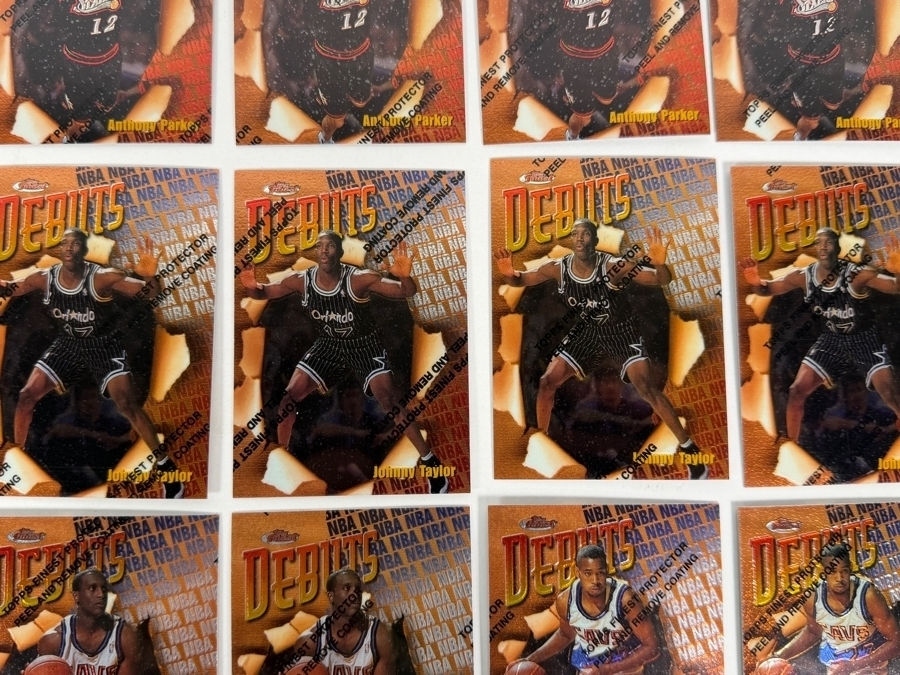 (40) Vintage 1997 Topps Finest Debuts NBA Basketball Cards With The Original Protective Coating Intact Featuring (2) Tim Duncan Rookie Cards [Photo 10]