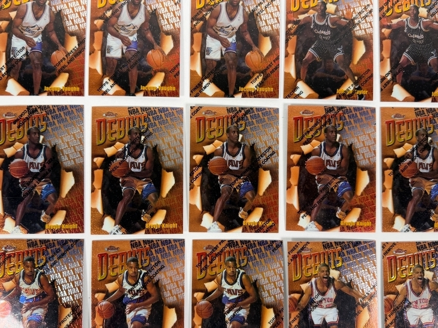 (40) Vintage 1997 Topps Finest Debuts NBA Basketball Cards With The Original Protective Coating Intact Featuring (2) Tim Duncan Rookie Cards [Photo 12]