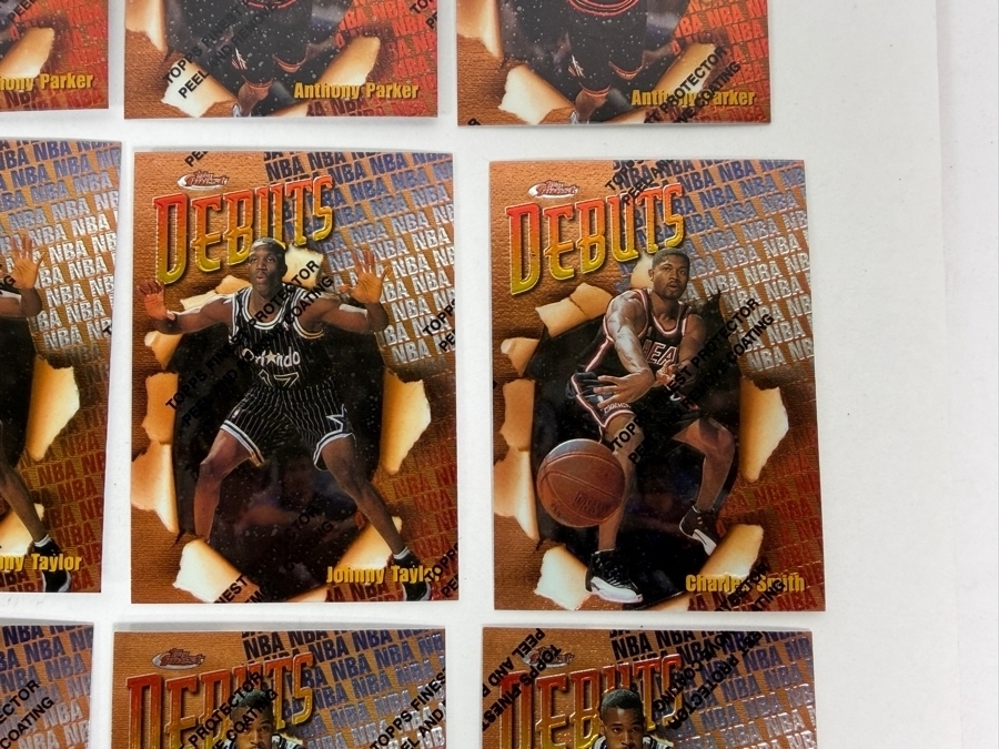 (40) Vintage 1997 Topps Finest Debuts NBA Basketball Cards With The Original Protective Coating Intact Featuring (2) Tim Duncan Rookie Cards [Photo 11]