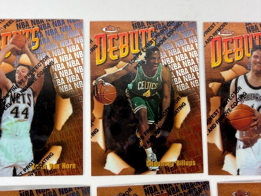 (40) Vintage 1997 Topps Finest Debuts NBA Basketball Cards With The Original Protective Coating Intact Featuring (2) Tim Duncan Rookie Cards [Photo 5]
