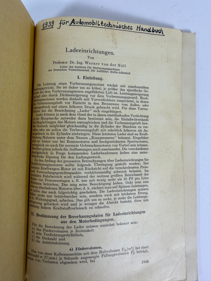 Dr. Werner Theodor von der Nuell's Personal Copy Of His German 1939 Technical Paper 'Ladeeinrichtungen' ('Charging Facilities') From The Automobiltechnisches Handbuch [Photo 4]