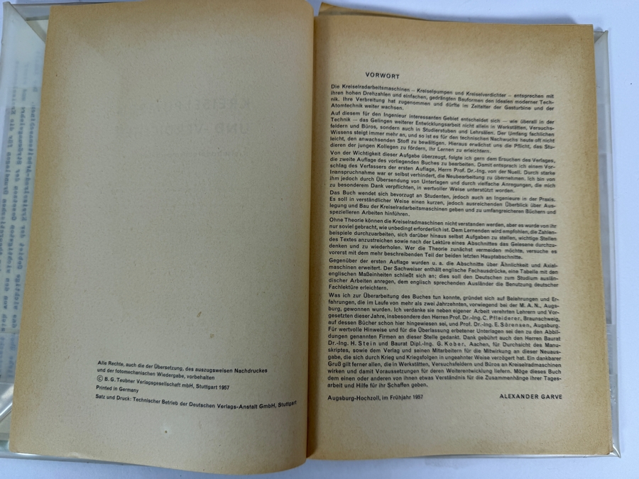 Dr. Werner Theodor von der Nuell's Personal Copy Of His German 1957 Technical Paper 'Kreiselpumpen Und Verdichter' (Centrifugal Pumps and Compressors) Kreiselradarbeitmaschinen [Photo 4]