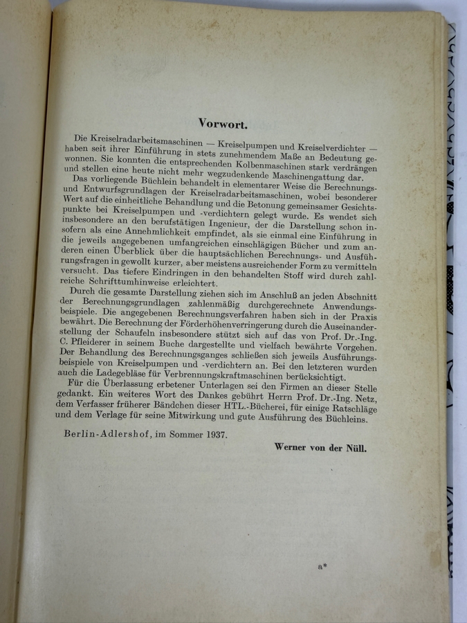 Dr. Werner Theodor von der Nuell's Personal Copy Of His German 1937 Technical Paper 'Die Kreiselrad-Arbeitsmaschinen' (The Rotary Wheel Work Machines) For The German Research Institute for Aviation (Deutsche Versuchsanstalt für Luftfahrt) in Berlin [Photo 8]