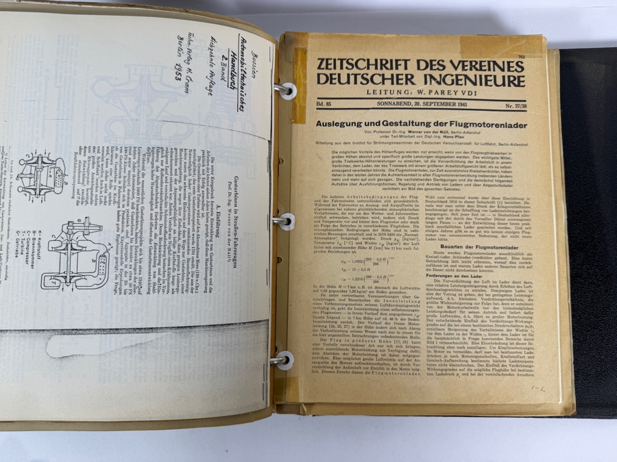 Dr. Werner Theodor von der Nuell's (A Genius Who Revolutionized Modern Day Turbochargers) Personal Copy Of His Technical Papers Starting In Germany In 1935 And Progressing To America's Operation Paperclip - See Photos For Small Sampling [Photo 17]