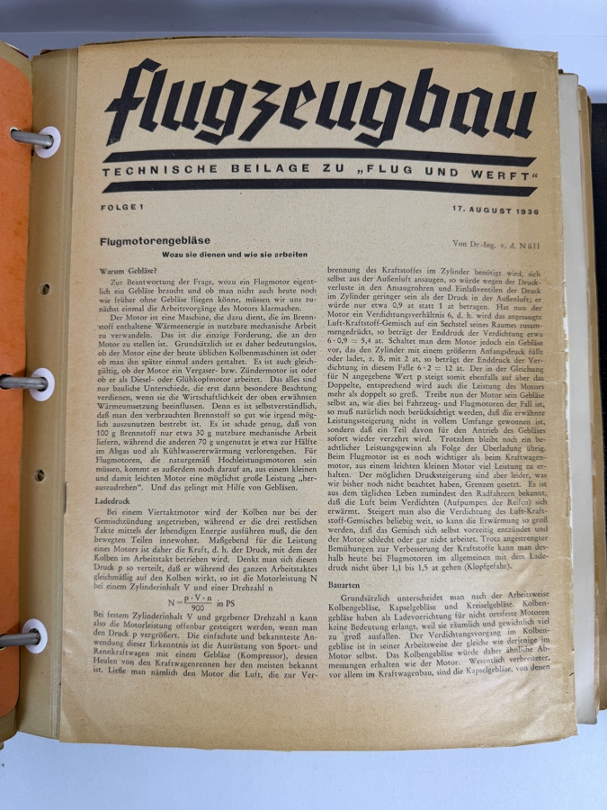 Dr. Werner Theodor von der Nuell's (A Genius Who Revolutionized Modern Day Turbochargers) Personal Copy Of His Technical Papers Starting In Germany In 1935 And Progressing To America's Operation Paperclip - See Photos For Small Sampling [Photo 6]