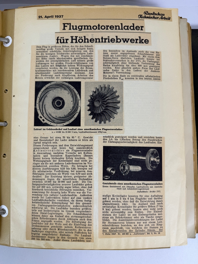 Dr. Werner Theodor von der Nuell's (A Genius Who Revolutionized Modern Day Turbochargers) Personal Copy Of His Technical Papers Starting In Germany In 1935 And Progressing To America's Operation Paperclip - See Photos For Small Sampling [Photo 7]