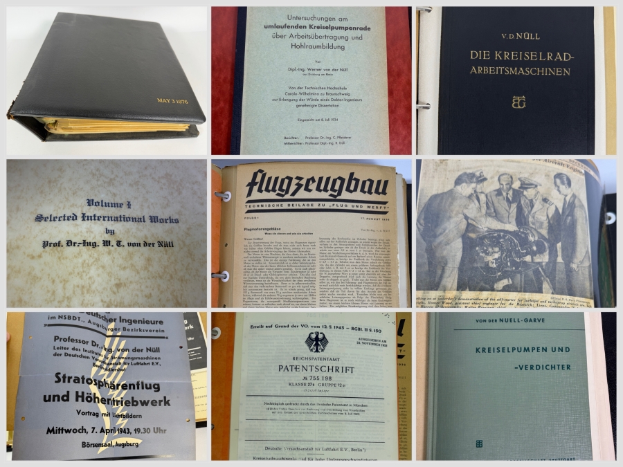 Dr. Werner Theodor von der Nuell's (A Genius Who Revolutionized Modern Day Turbochargers) Personal Copy Of His Technical Papers Starting In Germany In 1935 And Progressing To America's Operation Paperclip - See Photos For Small Sampling