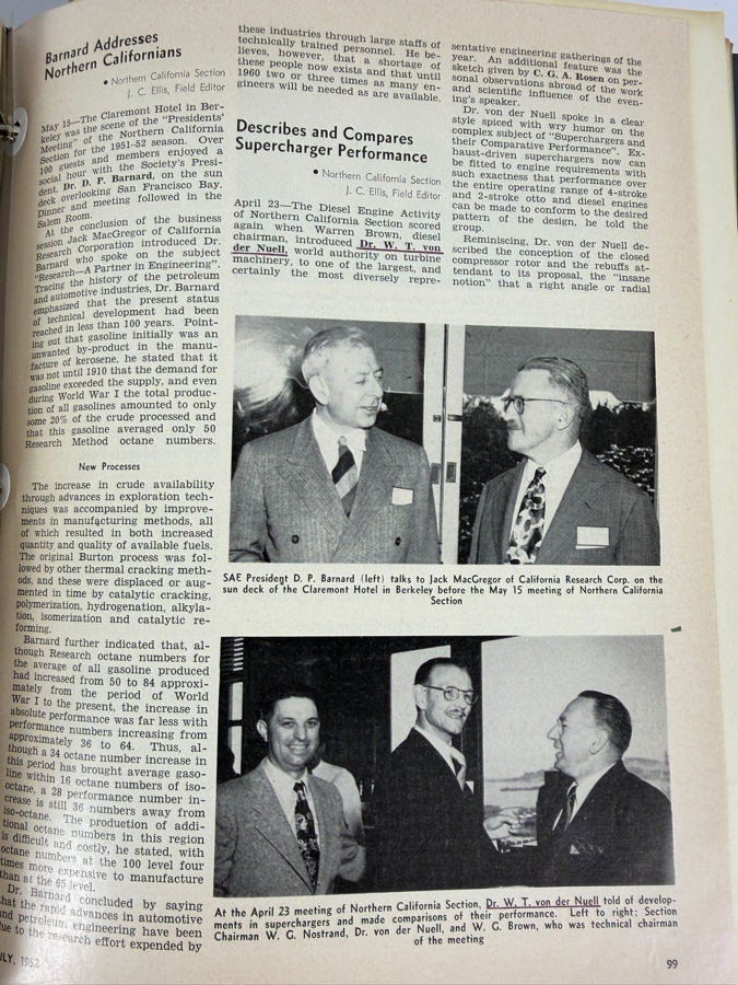 Dr. Werner Theodor von der Nuell's (A Genius Who Revolutionized Modern Day Turbochargers) Personal Copy Of His Technical Papers From US In 1947 And Ending In His Retirement - See Photos For Small Sampling (Mentions Loss Of His Entire Library To Russians) [Photo 23]
