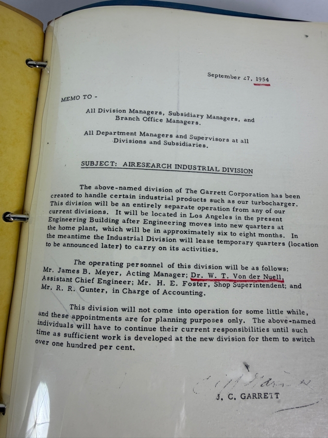 Dr. Werner Theodor von der Nuell's (A Genius Who Revolutionized Modern Day Turbochargers) Personal Copy Of His Technical Papers From US In 1947 And Ending In His Retirement - See Photos For Small Sampling (Mentions Loss Of His Entire Library To Russians) [Photo 25]