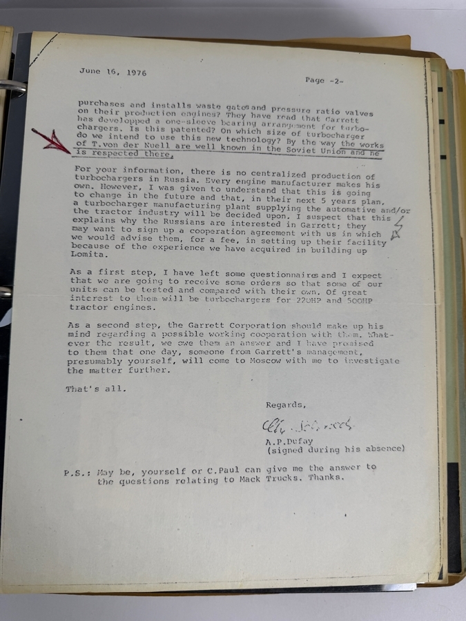 Dr. Werner Theodor von der Nuell's (A Genius Who Revolutionized Modern Day Turbochargers) Personal Copy Of His Technical Papers From US In 1947 And Ending In His Retirement - See Photos For Small Sampling (Mentions Loss Of His Entire Library To Russians) [Photo 5]