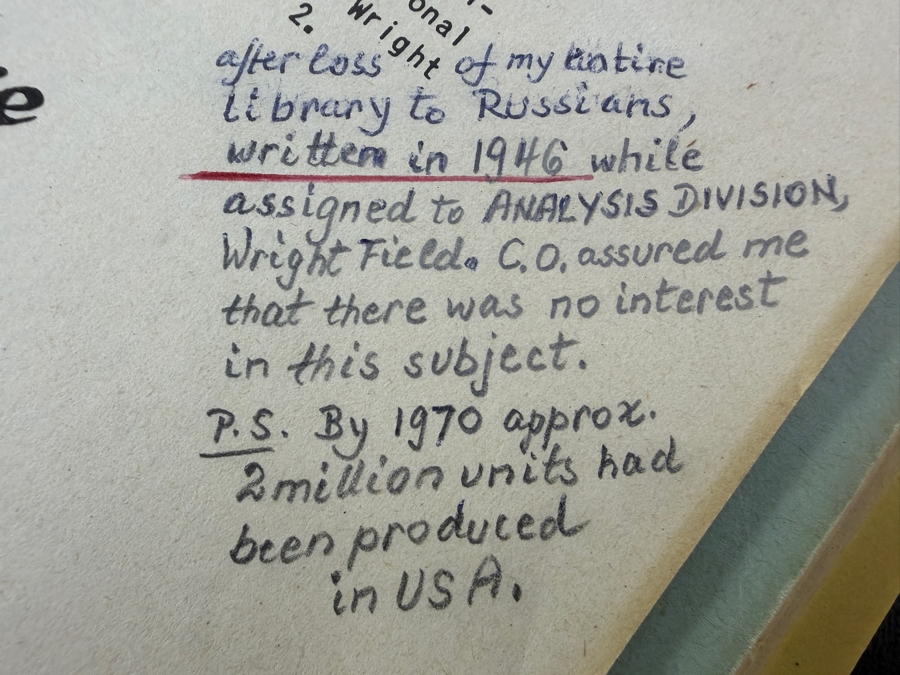 Dr. Werner Theodor von der Nuell's (A Genius Who Revolutionized Modern Day Turbochargers) Personal Copy Of His Technical Papers From US In 1947 And Ending In His Retirement - See Photos For Small Sampling (Mentions Loss Of His Entire Library To Russians) [Photo 15]