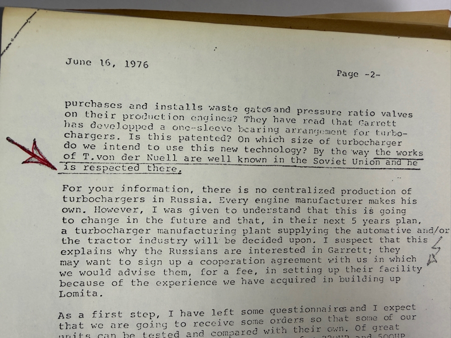 Dr. Werner Theodor von der Nuell's (A Genius Who Revolutionized Modern Day Turbochargers) Personal Copy Of His Technical Papers From US In 1947 And Ending In His Retirement - See Photos For Small Sampling (Mentions Loss Of His Entire Library To Russians) [Photo 6]