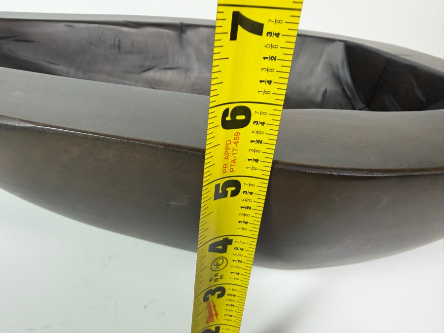 Just Added - Elongated Asymmetrical Hand-Carved Dark Hardwood Decorative Catchall Vessel 20'W X 13.5'D X 5.5'H [Photo 9]