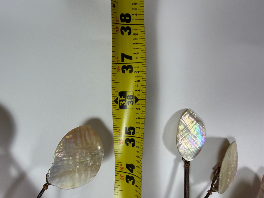 Just Added - Mid-Century Curtis Jere Style Metal Tree Branch Wall Sculpture With Mother Of Pearl Leaves 41'W X 36'H [Photo 5]