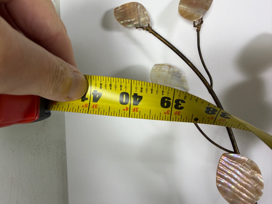 Just Added - Mid-Century Curtis Jere Style Metal Tree Branch Wall Sculpture With Mother Of Pearl Leaves 41'W X 36'H [Photo 4]