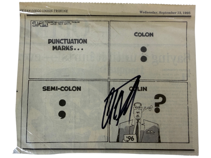 Colin Powell Autographed Comic Strip