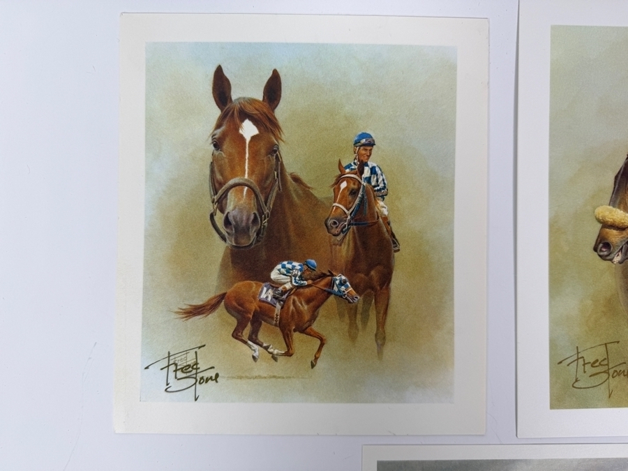 (3) Autographed Fred Stone Horse With Jockey Prints 5.5-6'W [Photo 2]