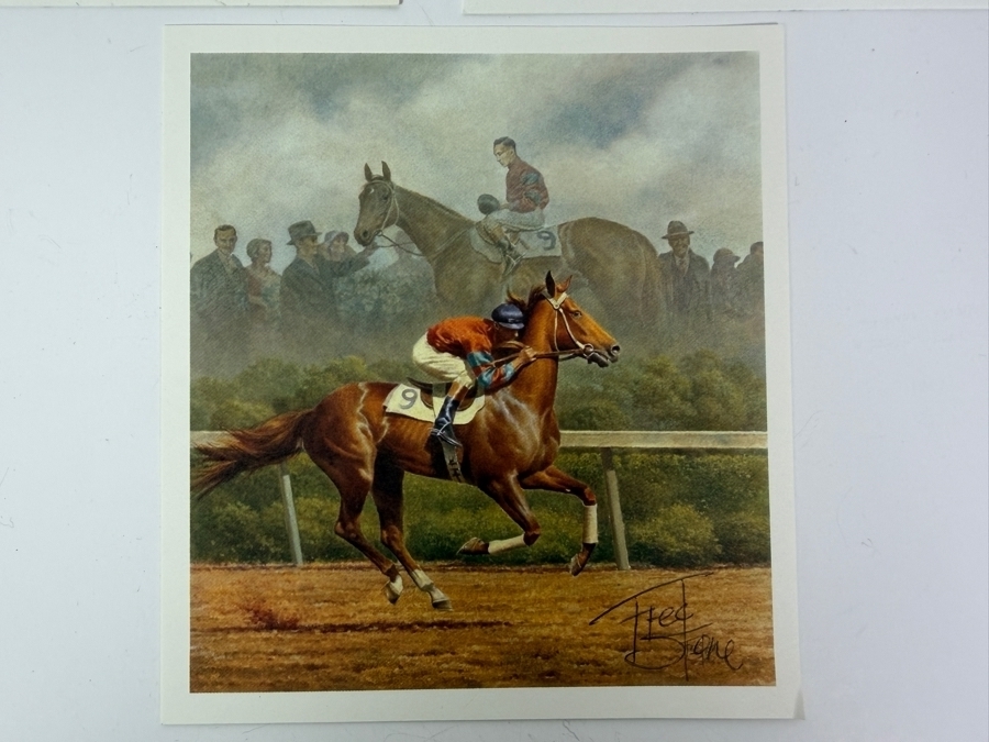 (3) Autographed Fred Stone Horse With Jockey Prints 5.5-6'W [Photo 6]