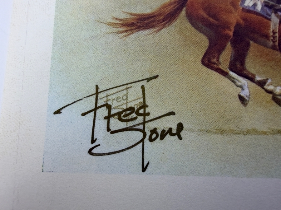 (3) Autographed Fred Stone Horse With Jockey Prints 5.5-6'W [Photo 3]