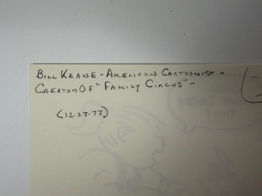 Original Signed Sketch By Bill Keane, Creator Of 'Family Circus' 5 X 3 [Photo 3]