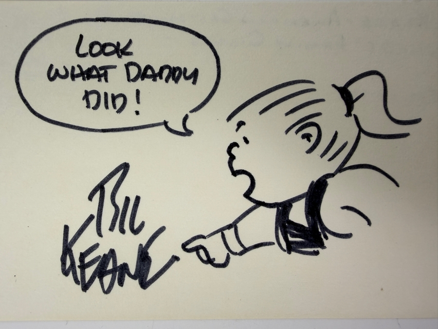 Original Signed Sketch By Bill Keane, Creator Of 'Family Circus' 5 X 3 [Photo 2]