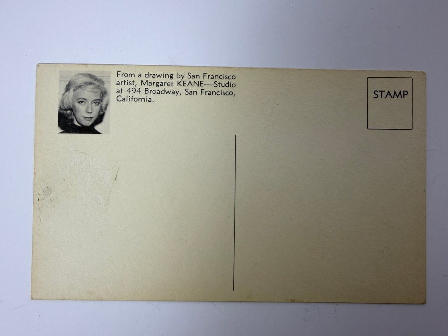 Vintage 1963 Margaret Keane Artist Postcard Showcasing Her Signature 'Big Eyes' Style [Photo 2]